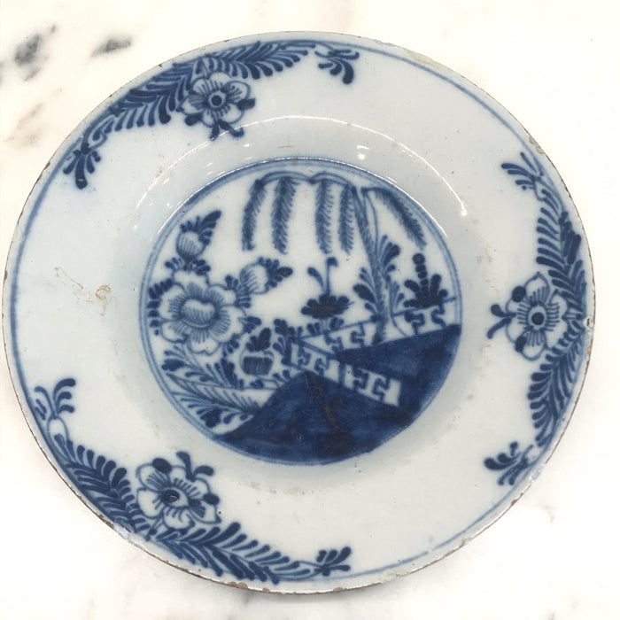 Plate Blue and White Floral with Pattern 18th Century